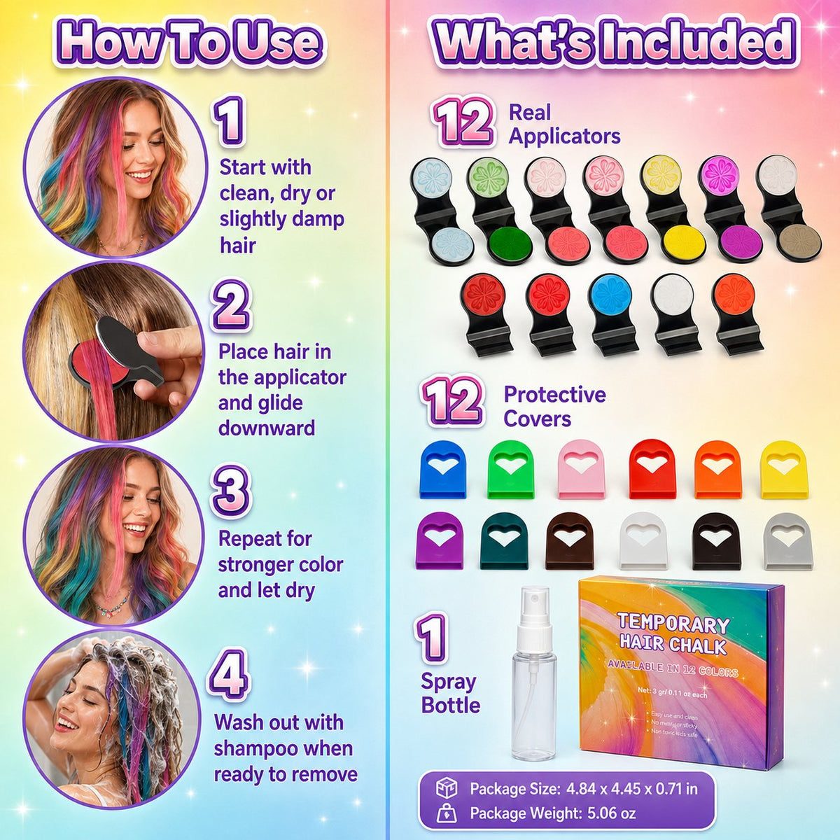 đ12-Color Temporary Hair Chalk Applicator Set