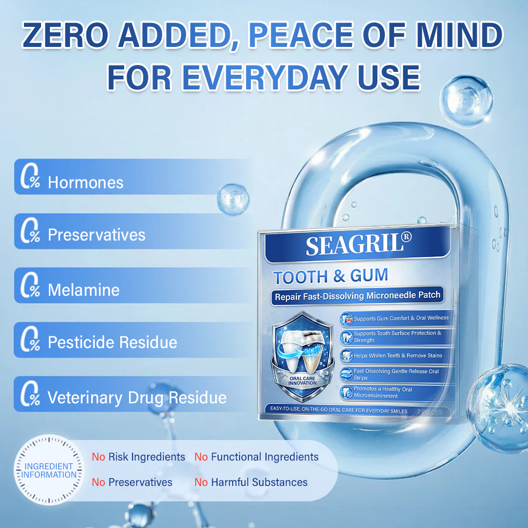 Your Smile🦷SEAGRIL® Tooth & Gum Repair Fast-Dissolving Microneedle Patch✨ (𝟓-𝐢𝐧-𝟏 💎 𝐑𝐞𝐛𝐮𝐢𝐥𝐝 𝐄𝐧𝐚𝐦𝐞𝐥 & 𝐃𝐞𝐧𝐭𝐢𝐧 • 𝐒𝐭𝐫𝐞𝐧𝐠𝐭𝐡𝐞𝐧 𝐆𝐮𝐦𝐬 • 𝐄𝐫𝐚𝐝𝐢𝐜𝐚𝐭𝐞 𝐓𝐚𝐫𝐭𝐚𝐫 & 𝐎𝐝𝐨𝐫 • 𝐖𝐡𝐢𝐭𝐞𝐧𝐢𝐧𝐠 • 𝐒𝐭𝐨𝐩 𝐓𝐨𝐨𝐭𝐡 𝐒𝐞𝐧𝐬𝐢𝐭𝐢𝐯𝐢𝐭𝐲)