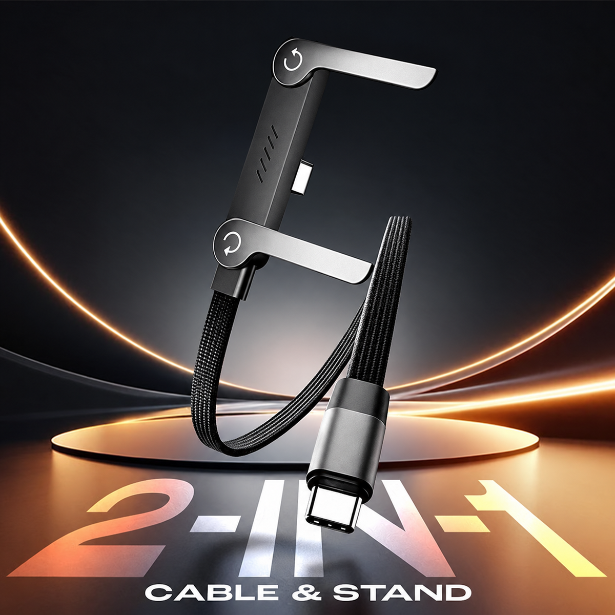 🚨 FLASH SALE — 🔋240W Braided Fast Charge Cable With Built-in Phone Stand