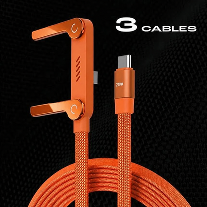 🚨 FLASH SALE — 🔋240W Braided Fast Charge Cable With Built-in Phone Stand