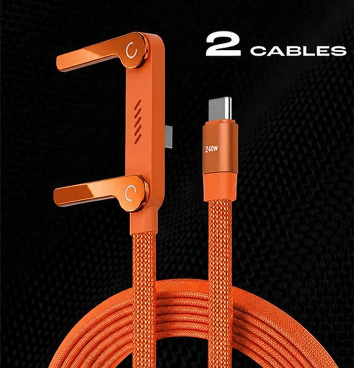 🚨 FLASH SALE — 🔋240W Braided Fast Charge Cable With Built-in Phone Stand