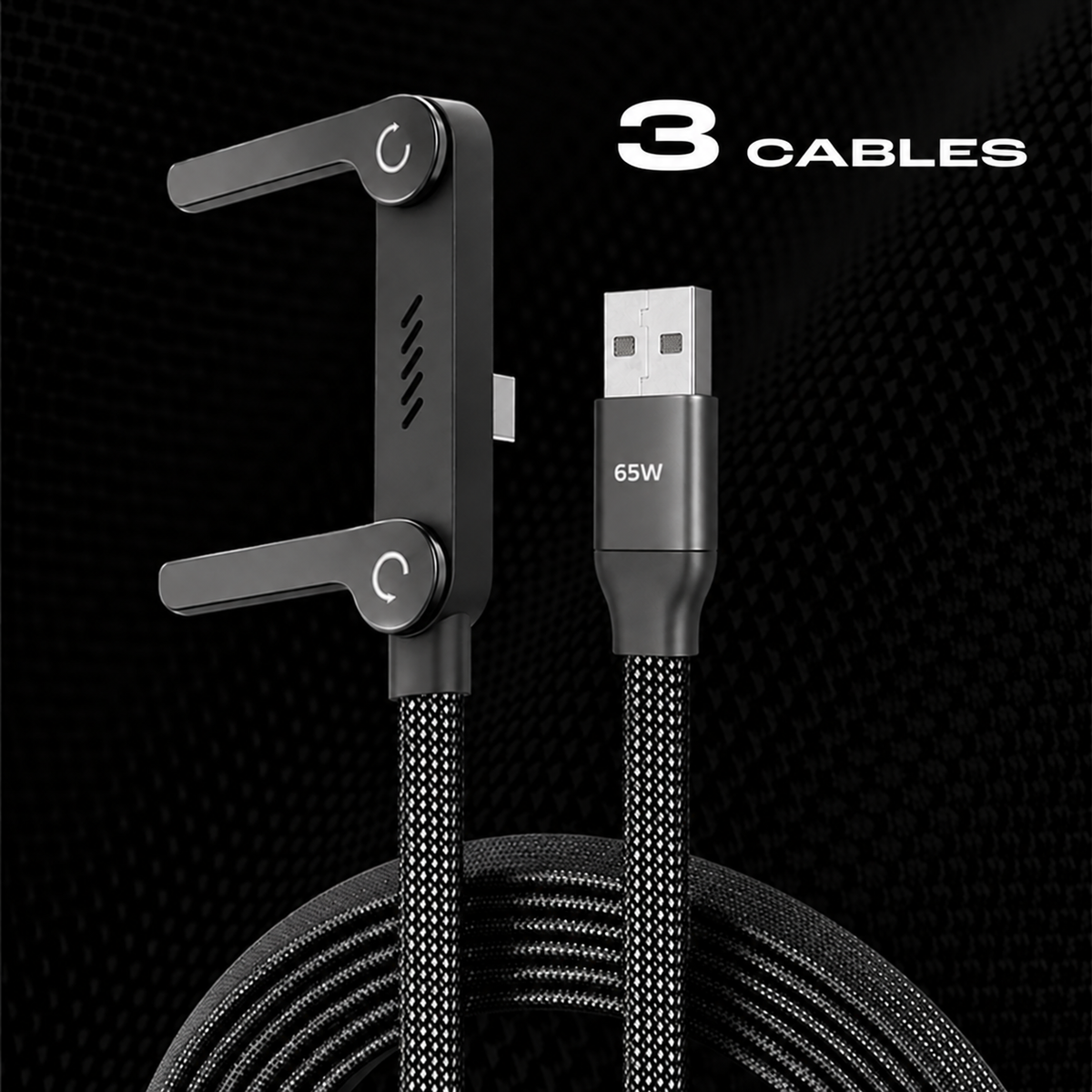 🚨 FLASH SALE — 🔋240W Braided Fast Charge Cable With Built-in Phone Stand
