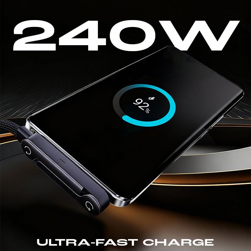 🚨 FLASH SALE — 🔋240W Braided Fast Charge Cable With Built-in Phone Stand