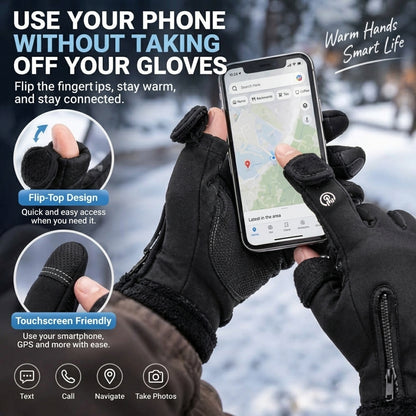 Winter Flip-Top Touchscreen Gloves – Warm, Windproof & Water-Resistant