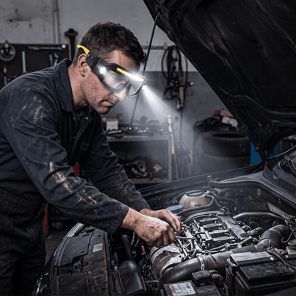 🔦 Rechargeable LED Headlamp Glasses – Hands-Free Lighting, Wave On/Off